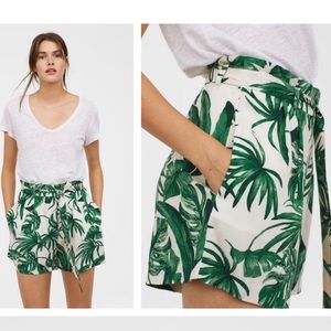 H&M green leaf shorts